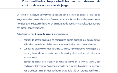 Funcionalidades imprescindibles en un sistema de control de acceso a salas de juego