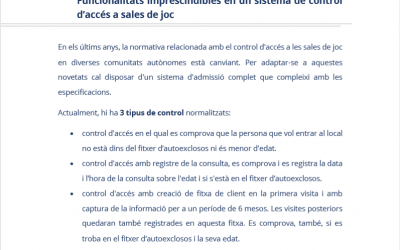 Funcionalitats imprescindibles en un sistema de control d’accés a sales de joc
