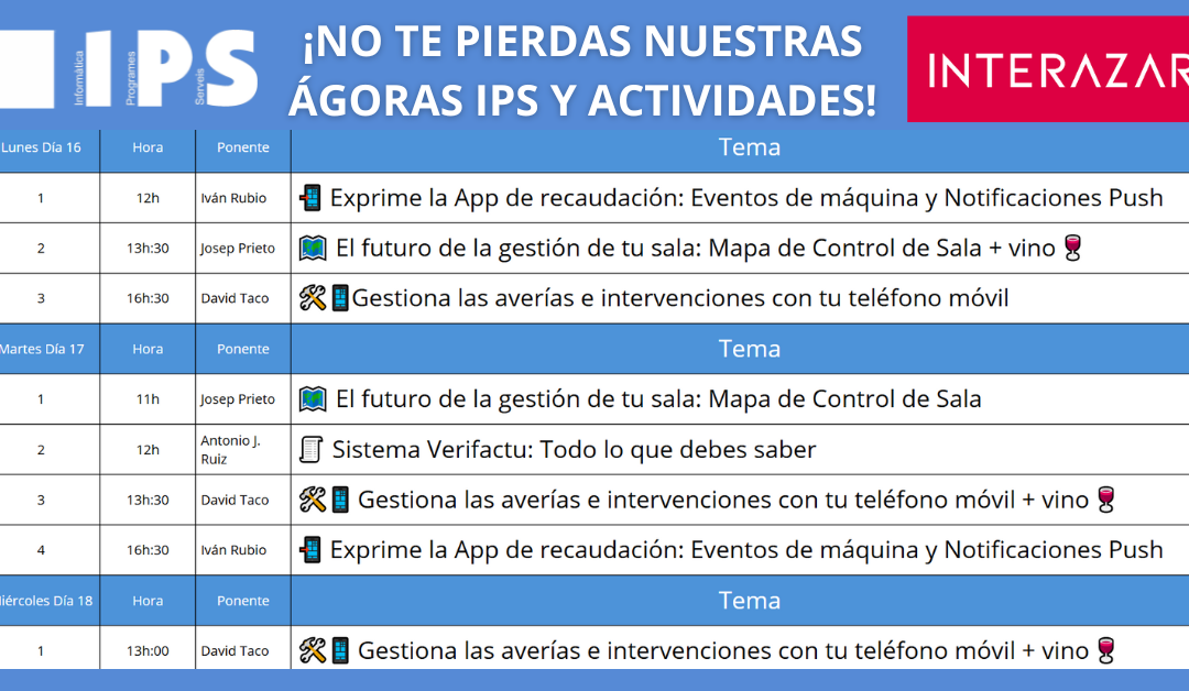Horario de las Ágoras y actividades de IPS en Interazar 2025