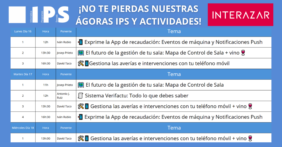 Horario de las Ágoras y actividades de IPS en Interazar 2025